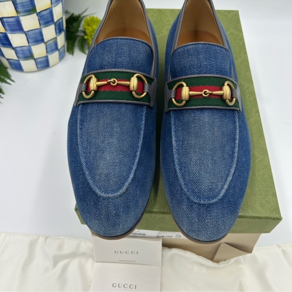 Men’s Gucci horse bit denim loafers size 9.5 fits 10.5 US made in Italy - Picture 3 of 9